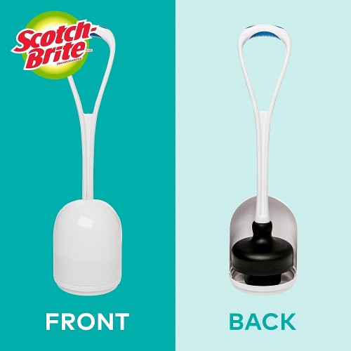 SCOTCH BRITE Toilet Plunger with Caddy, Durable Rubber Head, Toilet Plunger and Holder for Bathroom Cleaning