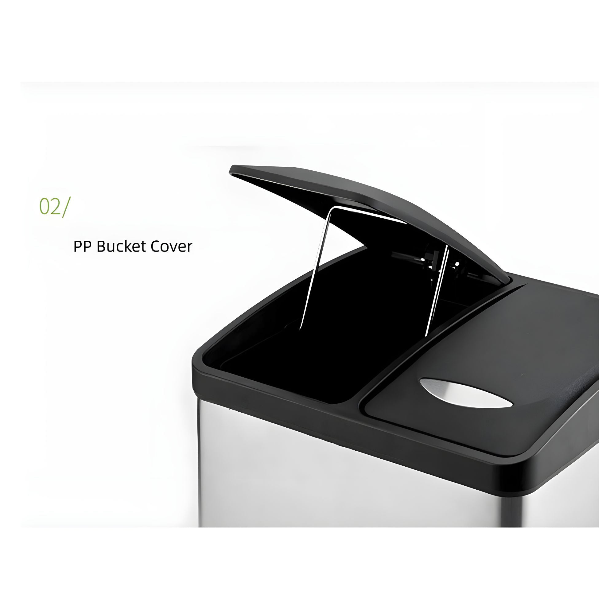 Triple Compartment Stainless Steel Recycling Bin with Foot Pedals – 45L (3 x 15L) Step-On Trash Can for Kitchen, Home, and Office Waste Separation