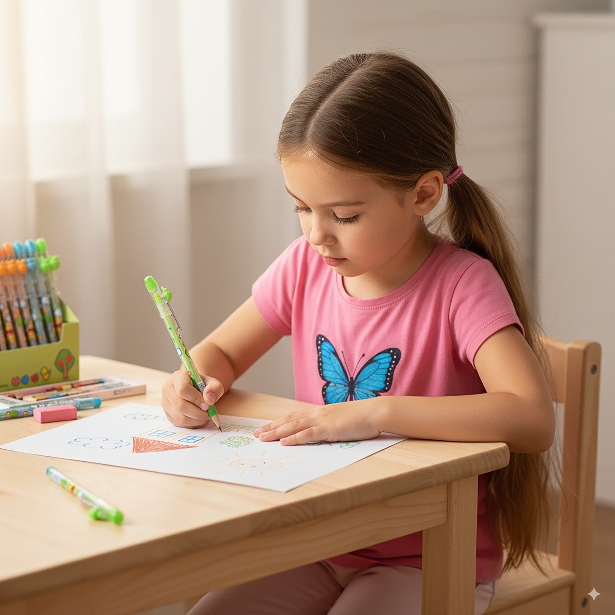 50PCS Push-Type Mechanical Pencils for Kids, Cute Cartoon Design with Animal Topper, 0.7mm Refillable Lead, Colorful Writing & Drawing Pencils for School, Office, Party Favors