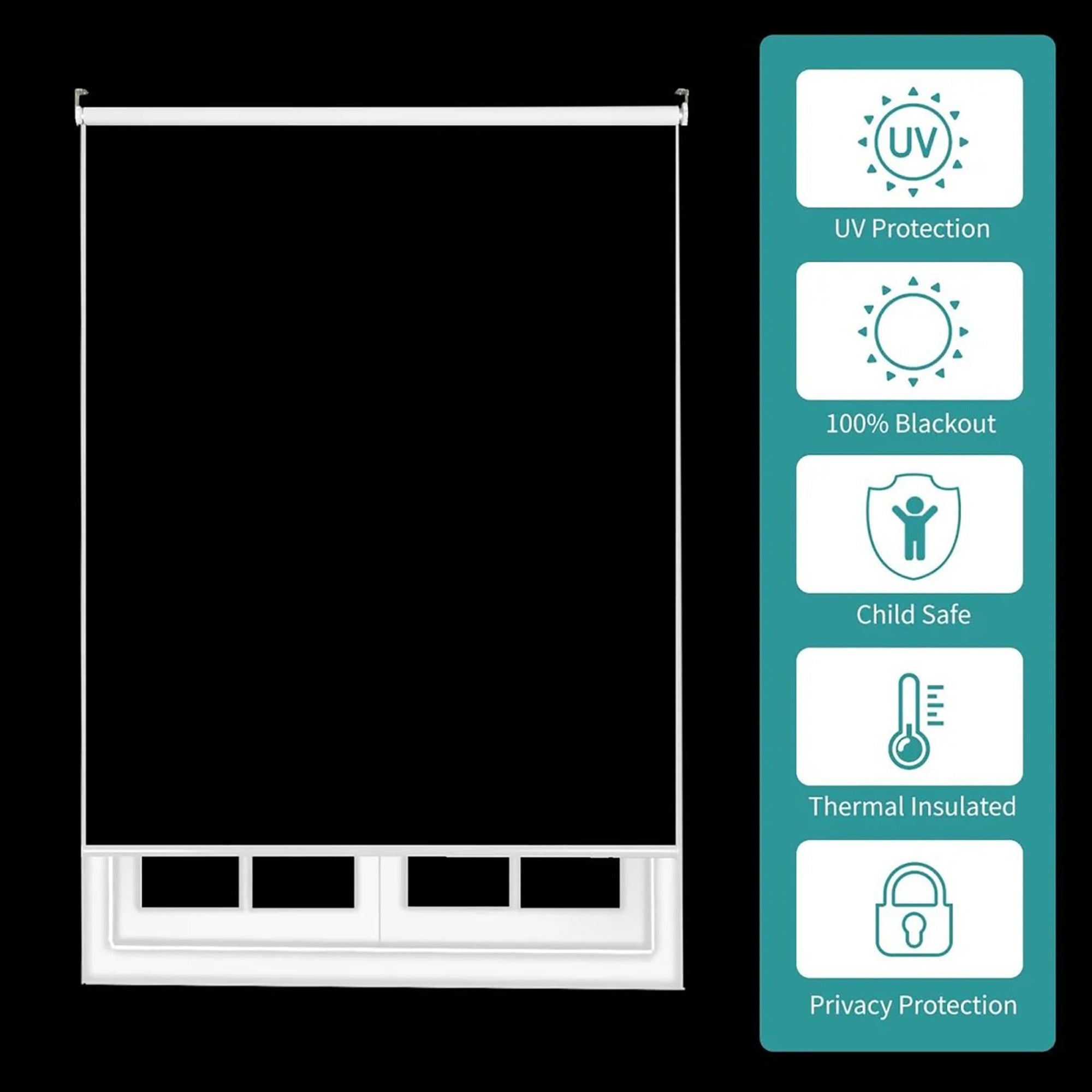 Blackout Roller Shade for Windows 20 x 75 inch – 100% Light Blocking, Thermal Insulated Window Blind with Chain Cord & Child Safety Lock, UV Protection Privacy Shade for Bedroom & Office – Ivory White
