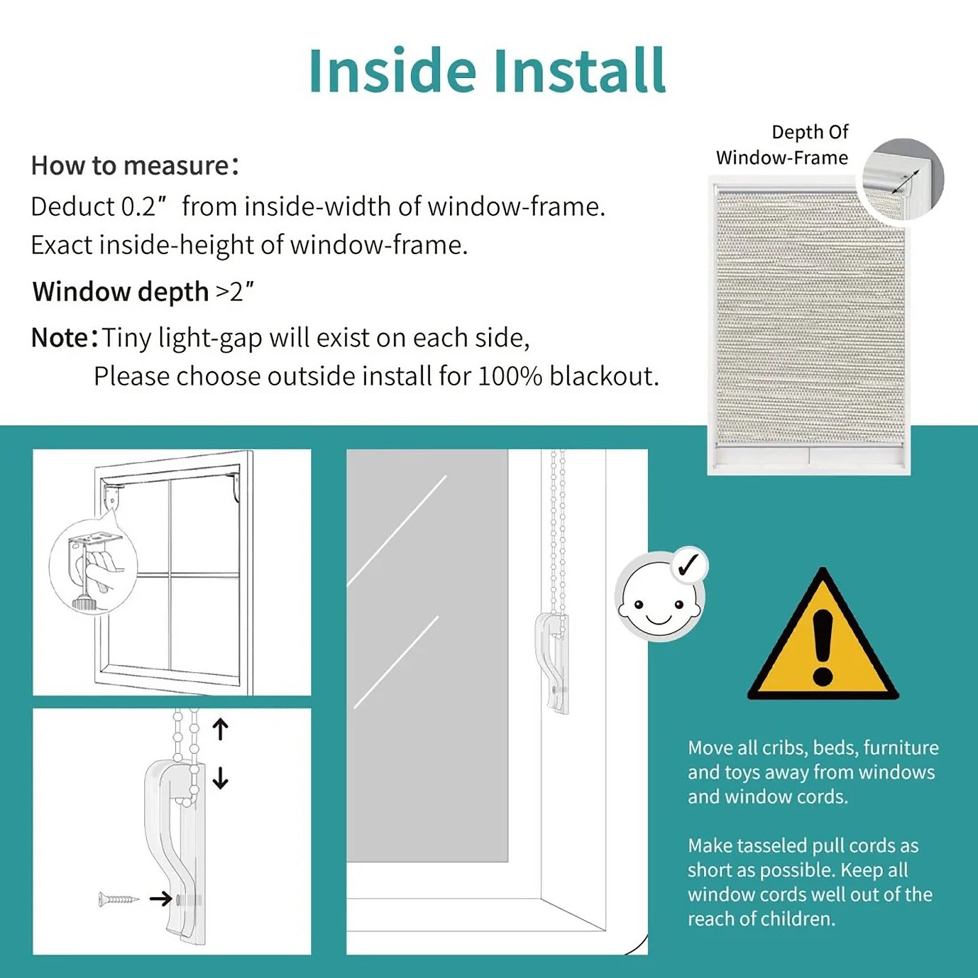 Blackout Roller Shade for Windows 20 x 75 inch – 100% Light Blocking, Thermal Insulated Window Blind with Chain Cord & Child Safety Lock, UV Protection Privacy Shade for Bedroom & Office – Ivory White
