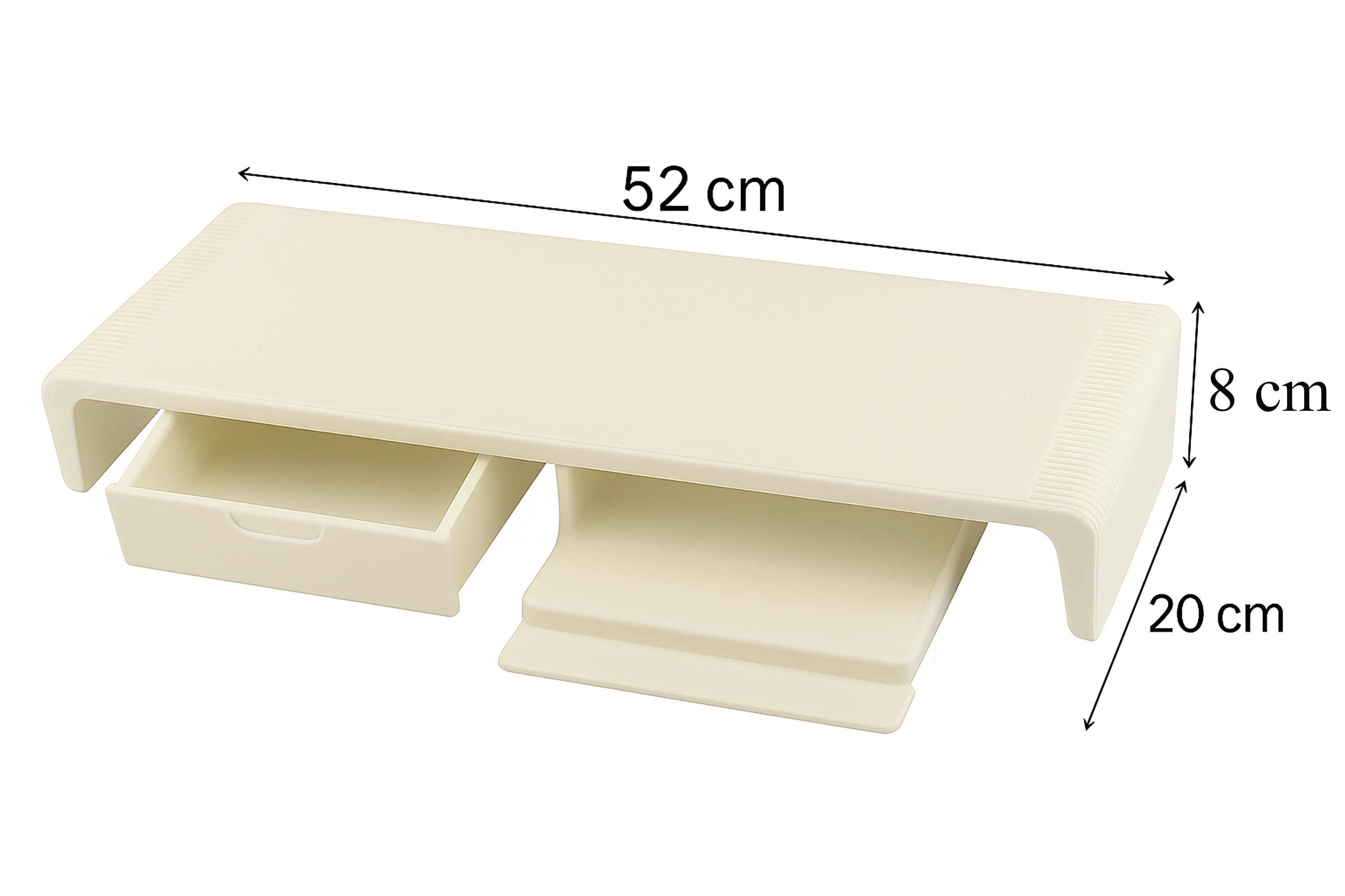 Foldable Monitor Stand with Storage Drawers & Phone Holder, Adjustable Length Computer Riser for Laptop, PC, iMac, Desk Organizer, Space-Saving Desktop Shelf(Beige)