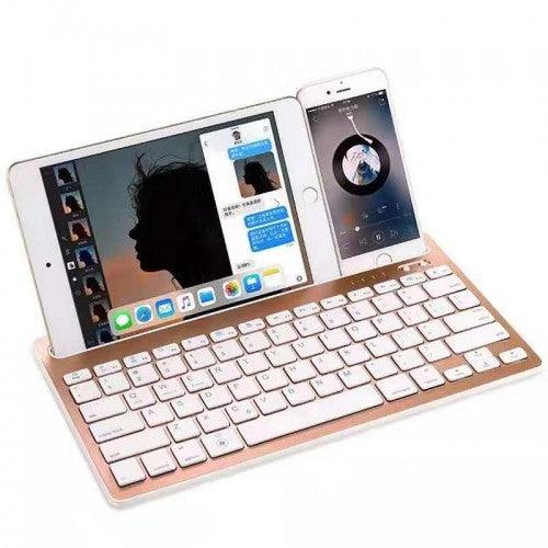 Dual Channel Multi-Device Wireless Bluetooth Keyboard with Stand for Tablet, Smartphone, Windows, Android, iOS - PK908 - Toytexx