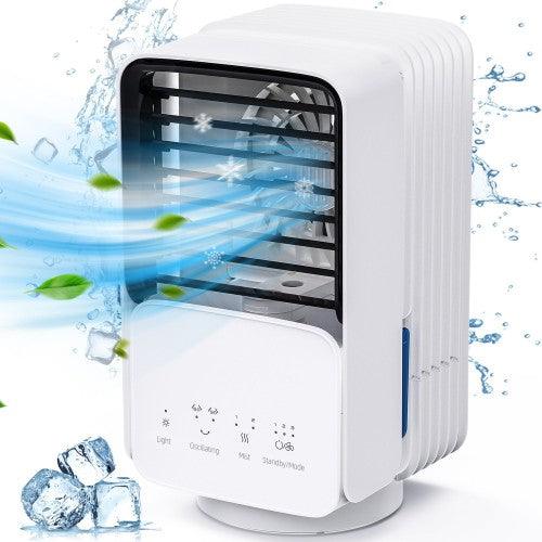 Portable Air Cooler, 3 in 1 Air Cooler Fan with 3 Speeds, 2 Angle Oscillation, 7 Colors Lights for Home, Bedroom, Office, Outdoor Activities - DH-KTS04 - Toytexx