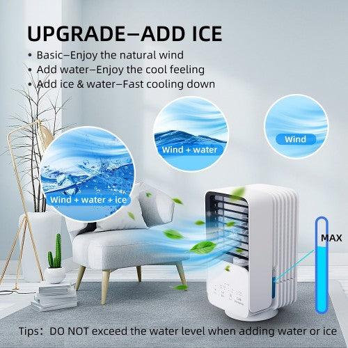Portable Air Cooler, 3 in 1 Air Cooler Fan with 3 Speeds, 2 Angle Oscillation, 7 Colors Lights for Home, Bedroom, Office, Outdoor Activities - DH-KTS04 - Toytexx