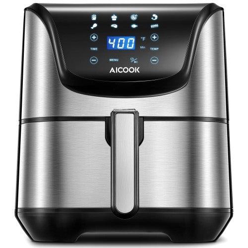 AICOOK 5.5L Air Fryer with Digital Display, Temperature Control, 8 Preset Cooking Modes, Recipe Book - Toytexx