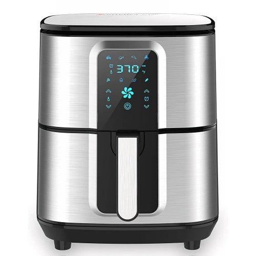 KITCHER 6.8QT Air Fryer, Oil Free Oven with LED Touch Screen, 8 Cooking Functions, Temperature Timer Control, 50 Recipes (Silver) - KAF6501 - Toytexx