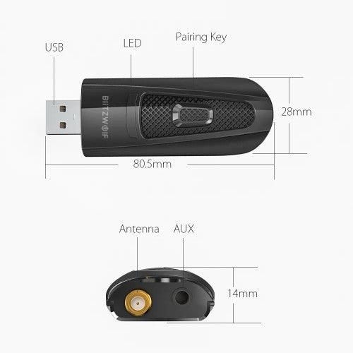 2 In 1 Bluetooth Audio Receiver Transmitter Wireless HI-FI Audio Adapter 3.5mm Aux Wireless Adapter For TV PC Home Sound System - BW-BR1 Pro - Toytexx