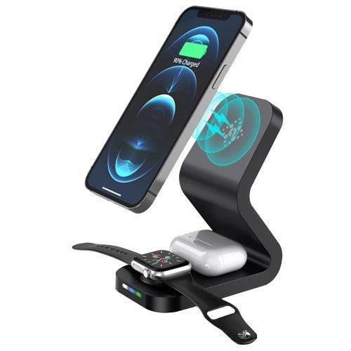 3 in 1 Magnetic 15W Qi Wireless Charging Station for iPhone 12/Mini/Pro/Max, Apple Watch, Airpods 2/ Pro - B-16 - Toytexx