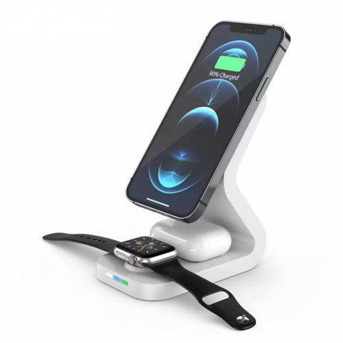 3 in 1 Magnetic 15W Qi Wireless Charging Station for iPhone 12/Mini/Pro/Max, Apple Watch, Airpods 2/ Pro - B-16 - Toytexx