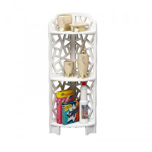 3-Tier Wood Plastic Bathroom Storage Corner Shelf Rack Organizer - Toytexx