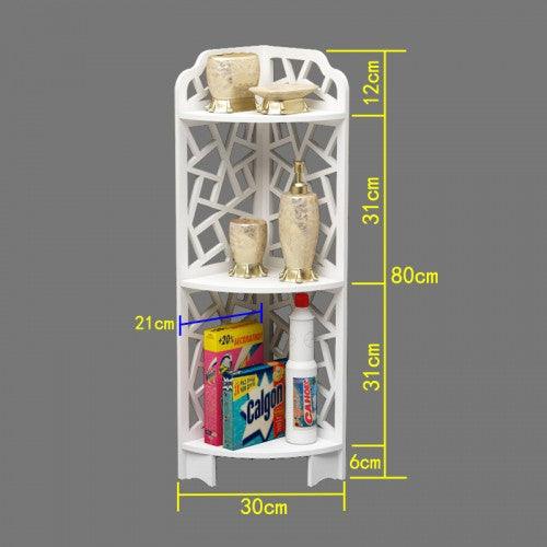 3-Tier Wood Plastic Bathroom Storage Corner Shelf Rack Organizer - Toytexx