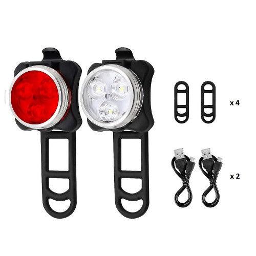2PCS LED Bike Light Set, Front Headlight and Rear Bicycle Tail Light with 4 Light Modes, IPX4 Water Resistant, USB Charging - Toytexx