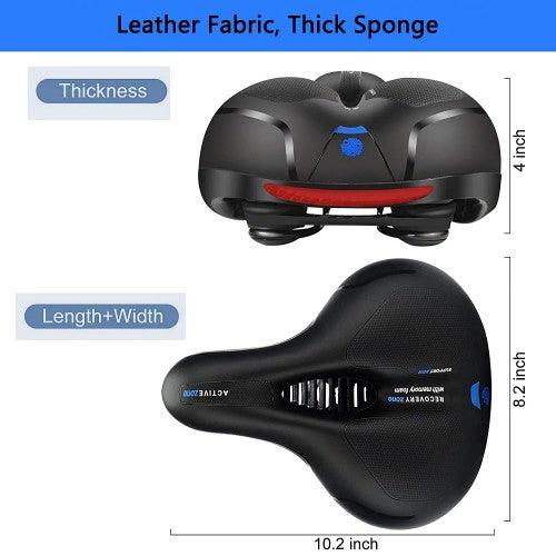 Bike Seat, Replacement Bicycle Seat Cushion with Waterproof Memory Foam Padded Leather, Reflective Strip, Dual Shock Absorbing Rubber Balls, Universal Fit for Bicycles, E-Bikes - Toytexx