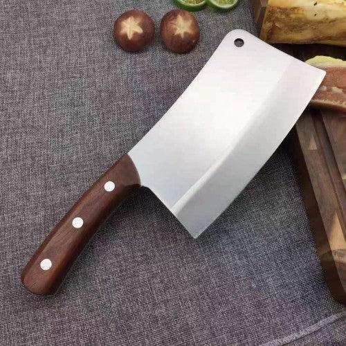 7-inch Blade Japanese  Stainless Steel Bone Chopper Butcher Knife Heavy-Duty Meat Cleaver  knife with Wooden Handle - Toytexx