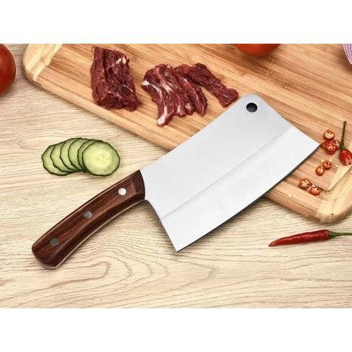 7-inch Blade Japanese  Stainless Steel Bone Chopper Butcher Knife Heavy-Duty Meat Cleaver  knife with Wooden Handle - Toytexx