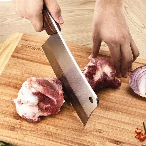 7-inch Blade Japanese  Stainless Steel Bone Chopper Butcher Knife Heavy-Duty Meat Cleaver  knife with Wooden Handle - Toytexx