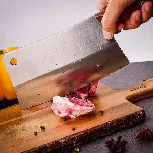 7-inch Blade Japanese  Stainless Steel Bone Chopper Butcher Knife Heavy-Duty Meat Cleaver  knife with Wooden Handle - Toytexx