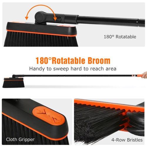 MATCC Broom Dustpan and Brush Set 180° Rotatable with Long Handle for Kitchen, Home, Office, Lobby Floor Sweeping - Toytexx