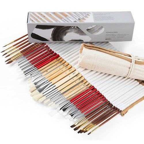 ARTIFY 38-Piece Synthetic and Natural Brush Set with Portable Canvas Roll, Premium Hair Brushes Art Set for Watercolor, Acrylic, Oil and Gouache Painting - Toytexx