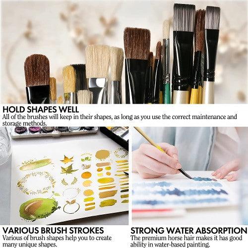 ARTIFY 10-Piece Deluxe Nylon Paint Brush Set with Carrying Case, Premium Hair Brushes for Watercolor, Acrylic, Oil and Gouache Painting, for Kids, Adults, Beginners, Professionals (Natural) - Toytexx