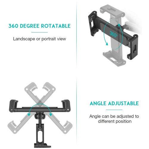 Car Headrest Mount, Angle Adjustable Universal Tablet Holder for Car Backseat, for 5