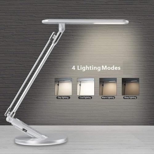 7W LED Desk Lamp with 4 Lighting Modes, 7 Brightness Levels, USB Port, Touch Control, 1-Hour Auto Off Switch - Toytexx