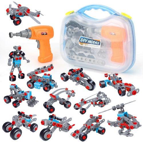 Arkmiido 12 in 1 Puzzle Toy, 282 PCS Construction Building Electric Drill Set, Creative Puzzles Assembly 3D DIY Toy, - Toytexx