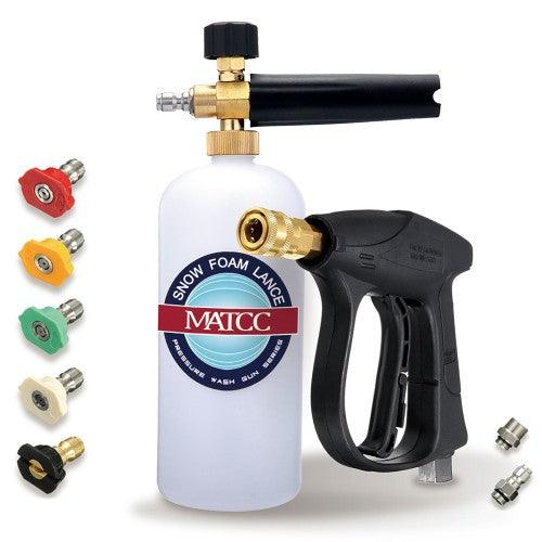 MATCC Adjustable Foam Cannon Sprayer Set with Snow Foam Lance, 5 Spray Nozzles, 3/8