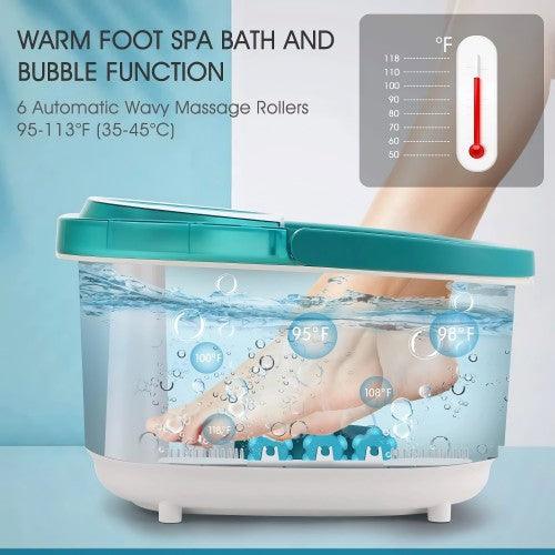ENTIL Foot Spa Bath Massager with 6 Motorized Rollers, Heat, Pedicure Grinding Stone - Toytexx