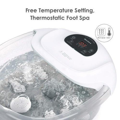 MaxKare Foot Spa Bath Massager with Heat, Bubbles ; Vibration, 4 Massage Rollers (Grey) - Toytexx