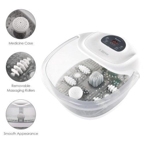 MaxKare Foot Spa Bath Massager with Heat, Bubbles ; Vibration, 4 Massage Rollers (Grey) - Toytexx