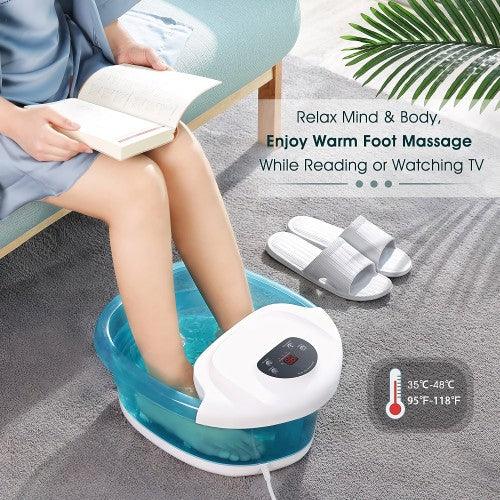MaxKare Foot Spa Bath Massager with Heat, Bubbles; Vibration, 4 Massage Rollers (Green) - Toytexx