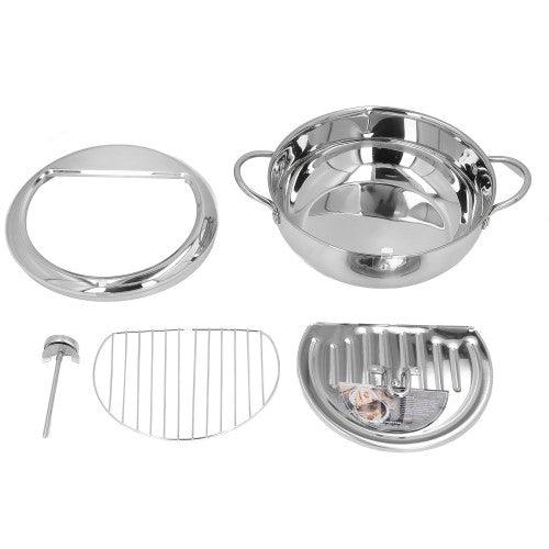3.4L Tempura Deep Frying Pot, 304 Stainless Steel Deep Fryer Pot with Thermometer, Oil Draining Rack for Tempura, Fries, Fish, Chicken - Toytexx