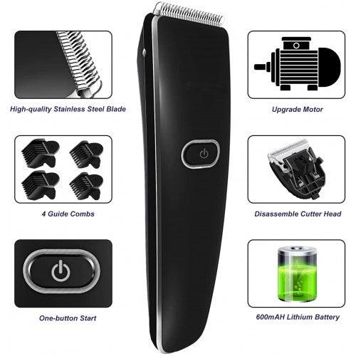 One-Button Cordless Hair Clipper Trimmer Kit with Stainless Steel Blades, 3/6/9/12mm Detachable Combs for Kids, Adults - Toytexx