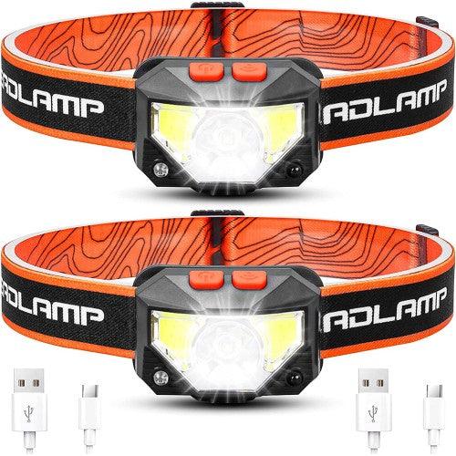2 Pack USB Rechargeable LED Headlamp with 8 Lighting Modes for Running,Rideing,Climbing ,Fishing - Toytexx