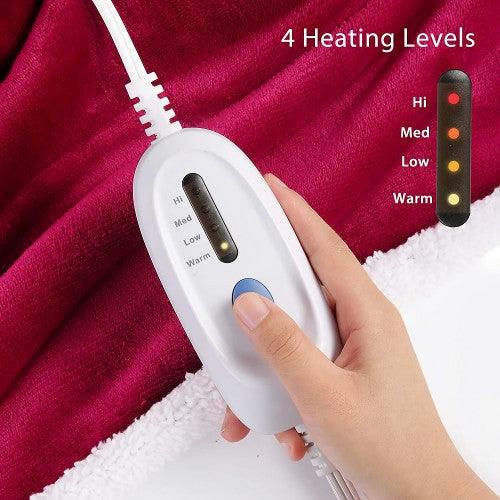 MaxKare Electric Heated Throw Blanket 153 x 127cm with Auto-Off(Red) - Toytexx