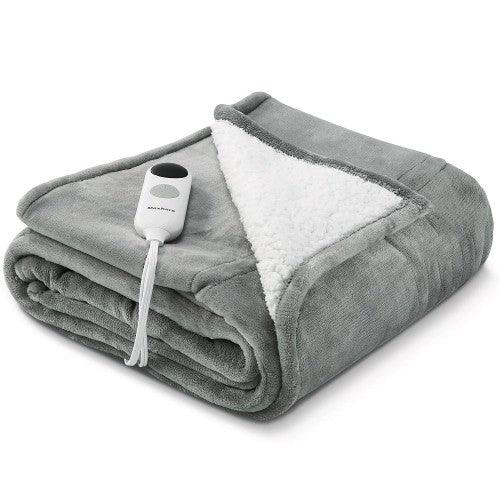 MaxKare Electric Heated Throw Blanket 153 x 127cm with Auto-Off(Grey 4933) - Toytexx