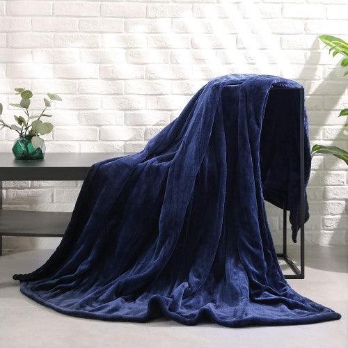 MaxKare Electric Heated Twin Sized Blanket 213 x 157 cm Microplush 4 Heating Levels for (Navy) - Toytexx
