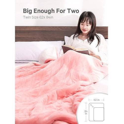 ENTIL Electric Heated Twin Sized Blanket 213 x 157 cm (Pink) - Toytexx