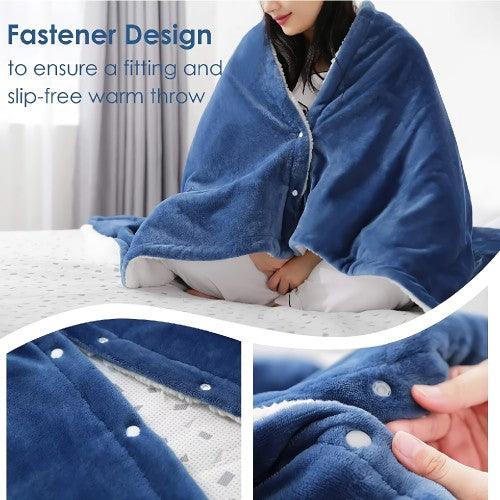 MaxKare Electric Heated Throw Blanket 153 x 127cm Reversible  6 Heating Levels (Blue) - Toytexx