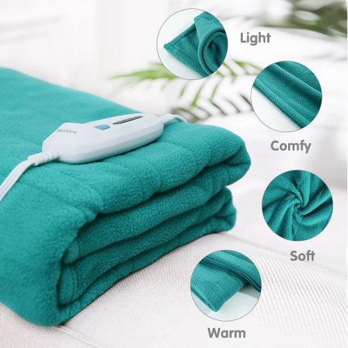 MaxKare Electric Heated Throw Blanket 153 x 127cm with Auto-Off(Green) - Toytexx
