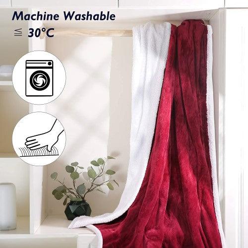 MaxKare Electric Heated Throw Blanket 153 x 127cm Reversible Soft Plush Full Body Blanket (Red 2) - Toytexx