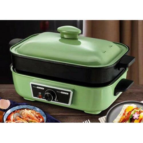 Intexca Multi-Function Cooker Non-Stick Barbecue Grill, Griddle Takoyaki Pan Tray, 2.5L Hot Pot, Electric Skillet - LZW-1901A - Toytexx