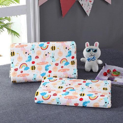 Children Latex Pillow with Cartoon Cover, Natural Ergonomic Comfort Neck Support Pillow for 3-6 years old - 41 x 26 cm - Toytexx