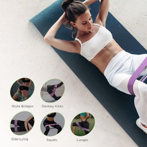 LETSFIT Resistance Bands Set for Legs Exercise Bands for Home Workouts, Pilates, Yoga, Wide Anti Slip Fabric Glute Hip Bands (3 Pack) - Toytexx