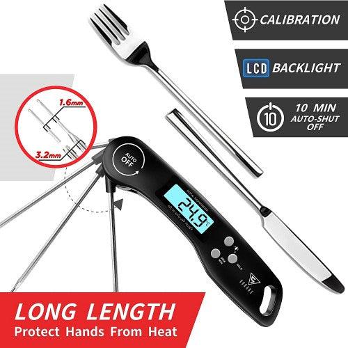 Digital Meat Thermometer, 3s Instant Read Kitchen Thermometer Probe with Reversible Display for BBQ, Beef, Pork, Chicken - Toytexx
