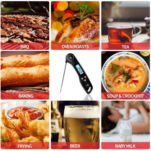 Digital Meat Thermometer, 3s Instant Read Kitchen Thermometer Probe with Reversible Display for BBQ, Beef, Pork, Chicken - Toytexx