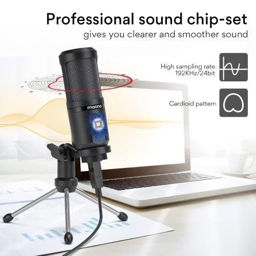 MAONO USB Computer Microphone with Mic Gain Knob, Condenser Recording Mic for PC, Gaming, Streaming, Podcasts - AU-PM461TR - Toytexx