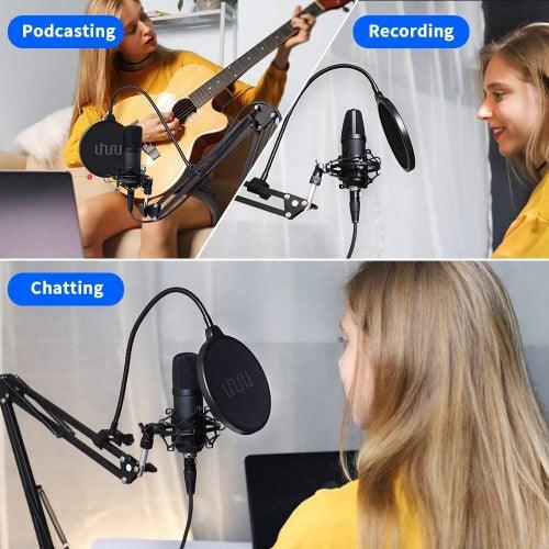 UHURU Condenser Microphone Set, Professional Studio Cardioid Microphone Kit with Boom Arm, Shock Mount for Streaming, Recording, Podcasts, YouTube - XM900 - Toytexx